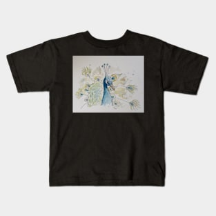 Peacock line drawing Kids T-Shirt